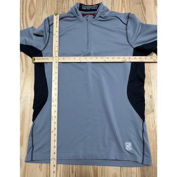 Nike Pro Combat Hyperwarm Dri-Fit Max Mens L 1/4 Zip Pullover Gray 543596-065 - Picture 7 of 8